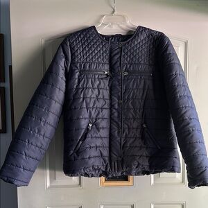 American Eagle Outfitters Women's Quilted Dark Blue Jacket  - Size XL